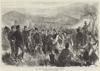 Die Österreicher in Bosnien, bringen aufständische Gefangene